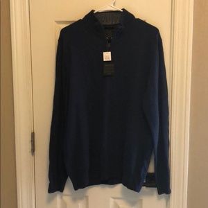 Traditional Fit Quarter Zip Mock Neck Knit